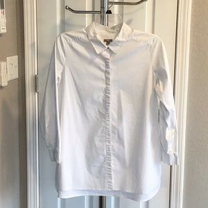 J.Jill oversized button up stretch tunic shirt size Med white